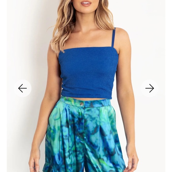 BlackMilk Marine Blue Picnic Crop - size S - Picture 3 of 3
